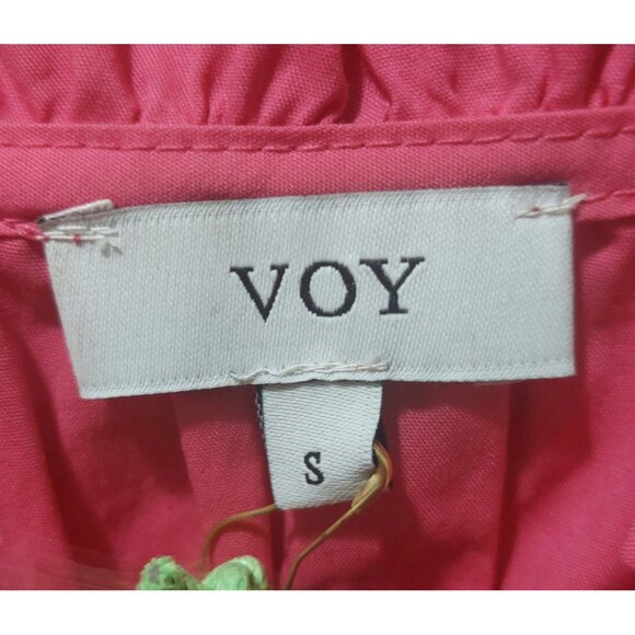 NWT Voy Pink Tiered Ruffle Mini Dress Short Sleeves Smocked Detail Size Small - Picture 3 of 8